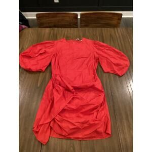 Rhode pia dress chill red size L cotton puff balloon sleeve  mini cocktail dress